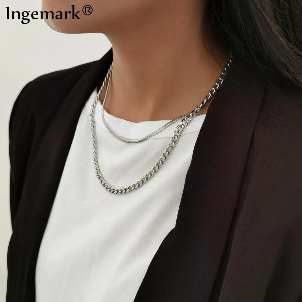 Vintage Multi Layer Stainless Steel Chain Necklace Women Silver Color Fashion Statement Snake Link Christmas Jewelry Accessories
Vintage Multi Layer Stainless Steel Chain Necklace Women Silver Color Fashion Statement Snake Link Christmas Jewelry Accessories
