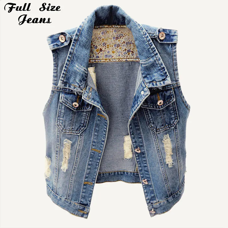 Plus Size Ripped Sleeveless Denim Vest 3Xl 4Xl 5Xl Spring Women Large Size Casual Tops Short Mom Jeans Jacket All Match Vests
Plus Size Ripped Sleeveless Denim Vest 3Xl 4Xl 5Xl Spring Women Large Size Casual Tops Short Mom Jeans Jacket All Match Vests