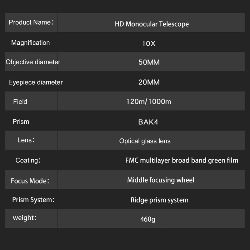10X Monocular Telescope for Smartphone Zoom 40X60 Military Hunting Optical Travel Powerful Binoculars HD Professional Display
10X Monocular Telescope for Smartphone Zoom 40X60 Military Hunting Optical Travel Powerful Binoculars HD Professional Display
