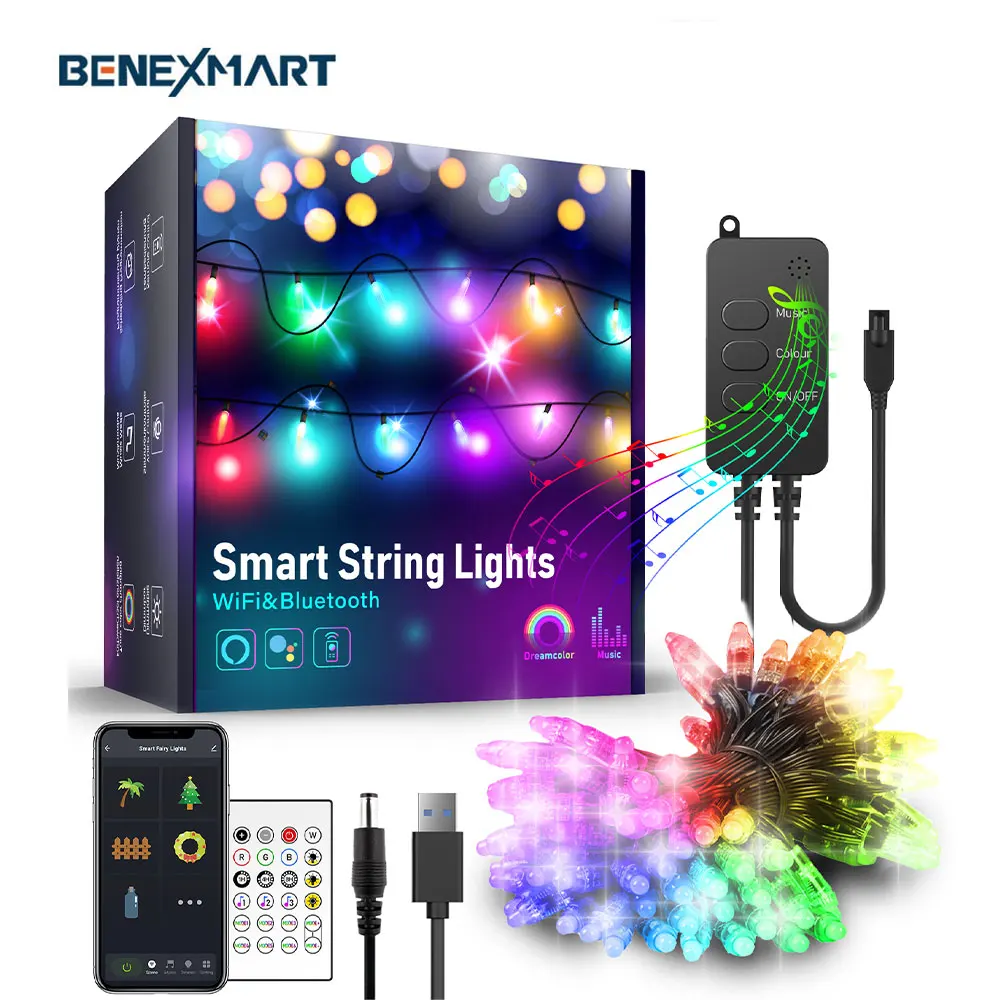 Smart LED Fairy Lights Tuya WiFi RGB Strip Light Christmas Tree Lights Decor Work with Alexa Google Home Remote IP65 WaterProof
Smart LED Fairy Lights Tuya WiFi RGB Strip Light Christmas Tree Lights Decor Work with Alexa Google Home Remote IP65 WaterProof
