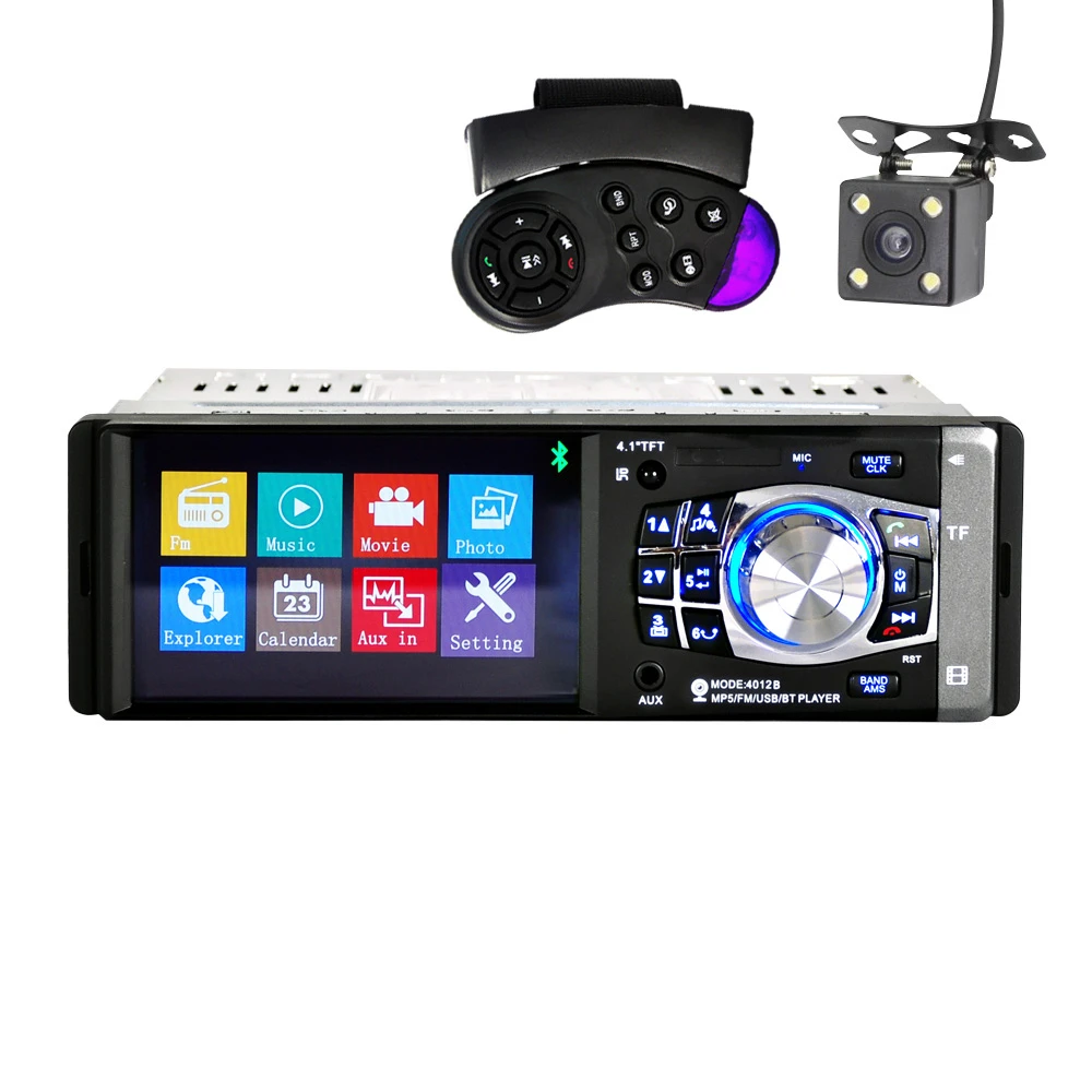 4 1 дюймов Din автомагнитола Авто Аудио Стерео FM Bluetooth 2 0 Поддержка камеры заднего