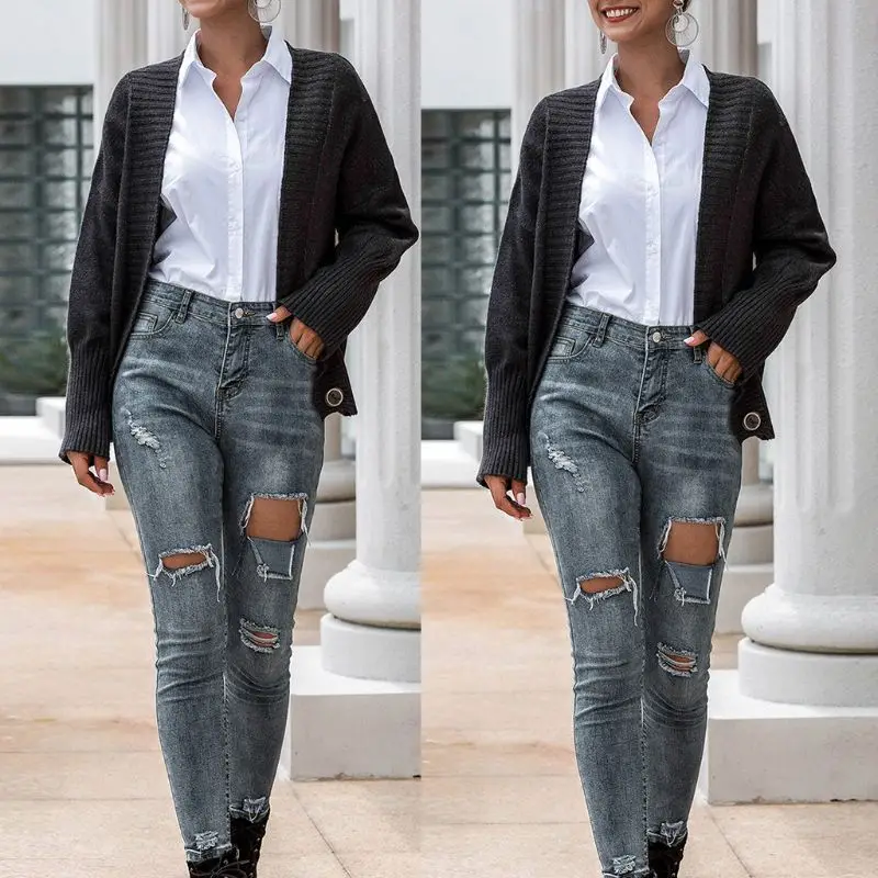 Women Autumn Lantern Sleeve Knitted Short Cardigan Single Breasted Buttons Open Front V-Neck Sweater Solid Color Casual Outwear
Women Autumn Lantern Sleeve Knitted Short Cardigan Single Breasted Buttons Open Front V-Neck Sweater Solid Color Casual Outwear