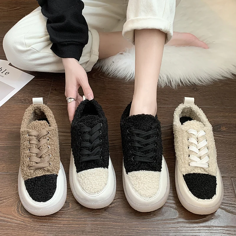 Autumn and winter flat sneakers ladies Korean faux fur lambswool patchwork color casual shoes women's shoes
Autumn and winter flat sneakers ladies Korean faux fur lambswool patchwork color casual shoes women's shoes