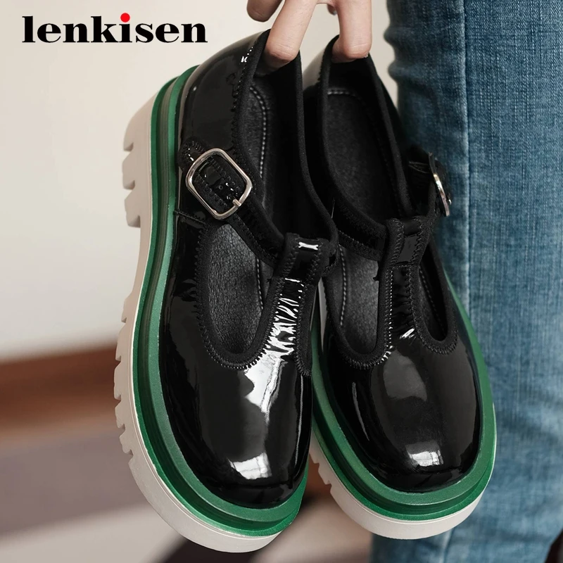 Lenkisen new concise style cow patent leather mixed colors dating round toe thick med heel buckle strap handmade women pumps L13
Lenkisen new concise style cow patent leather mixed colors dating round toe thick med heel buckle strap handmade women pumps L13