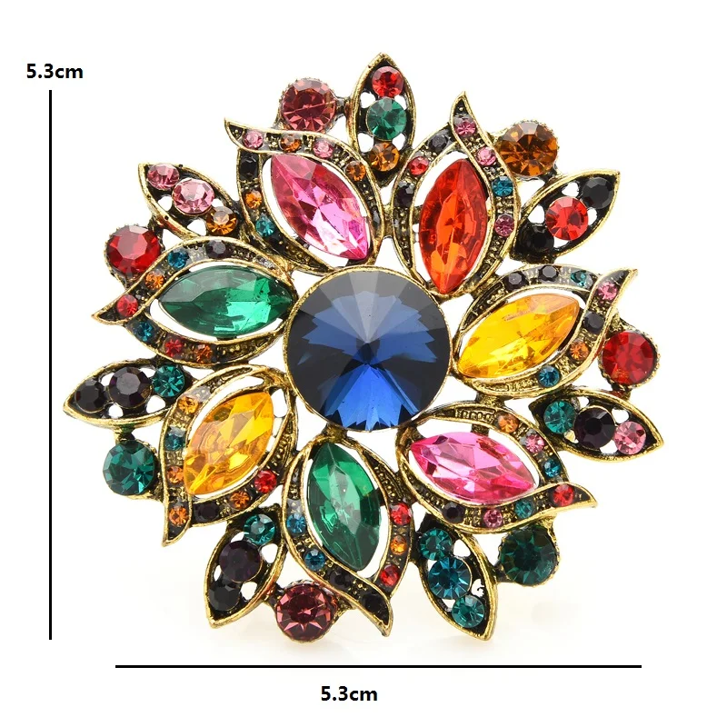 Wuli&baby Luxury Crystal Sun Flower Brooches For Women 2020 New Weddings Office Party Brooch Pins Gifts | Украшения и