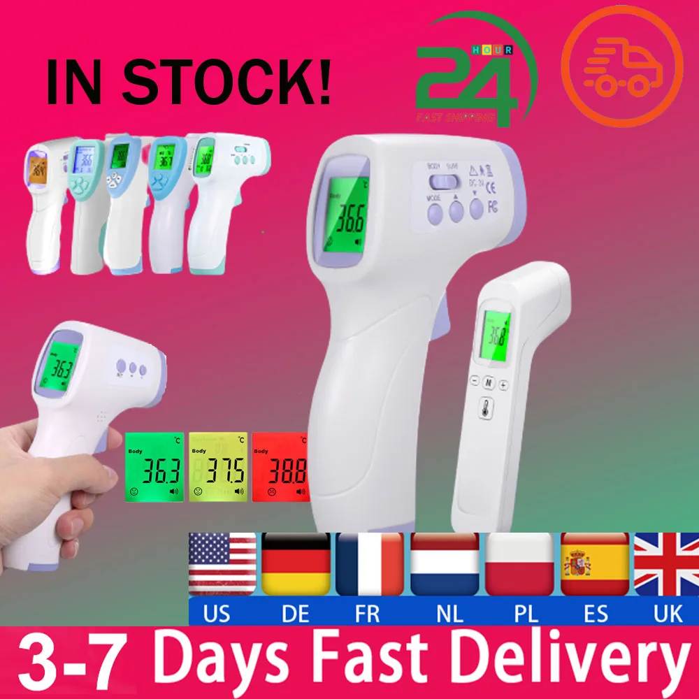 Бесконтактный ИК термометр с цифровым ЖК дисплеем 3 цвета|body temperature measurement|body