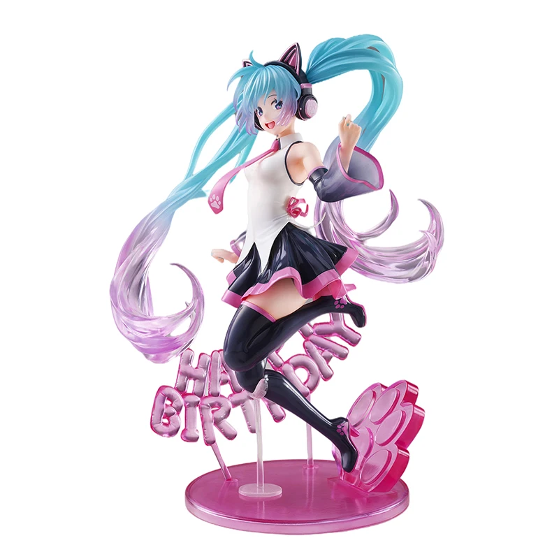 TAITO Аниме Фигурка Хатсуне Мику день рождения 2021 Vocaloid Happy Cat Ears Artist 23 см ПВХ