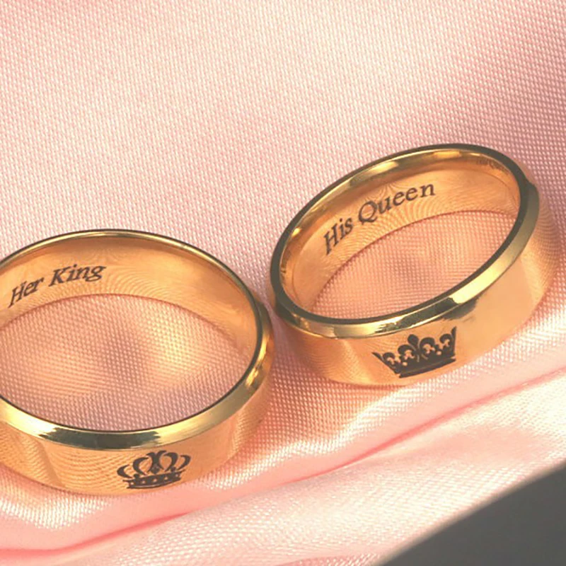 Gold Titanium Steel Wedding Engagement Rings For Couple Jewelry New Fashion His Queen Her King Lover Gift
Gold Titanium Steel Wedding Engagement Rings For Couple Jewelry New Fashion His Queen Her King Lover Gift