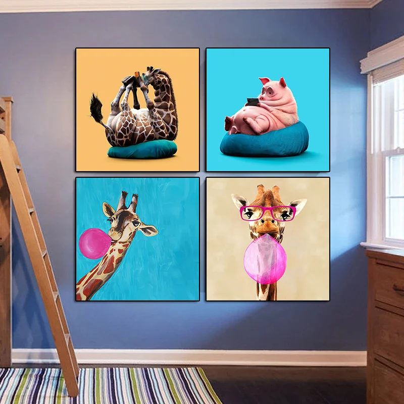 Modern Nordic Cartoon Cute Animals Giraffe Pig Blowing Bubbles Canvas Posters Baby Kids Room Decorative Paintings Pets Wall Art
Modern Nordic Cartoon Cute Animals Giraffe Pig Blowing Bubbles Canvas Posters Baby Kids Room Decorative Paintings Pets Wall Art