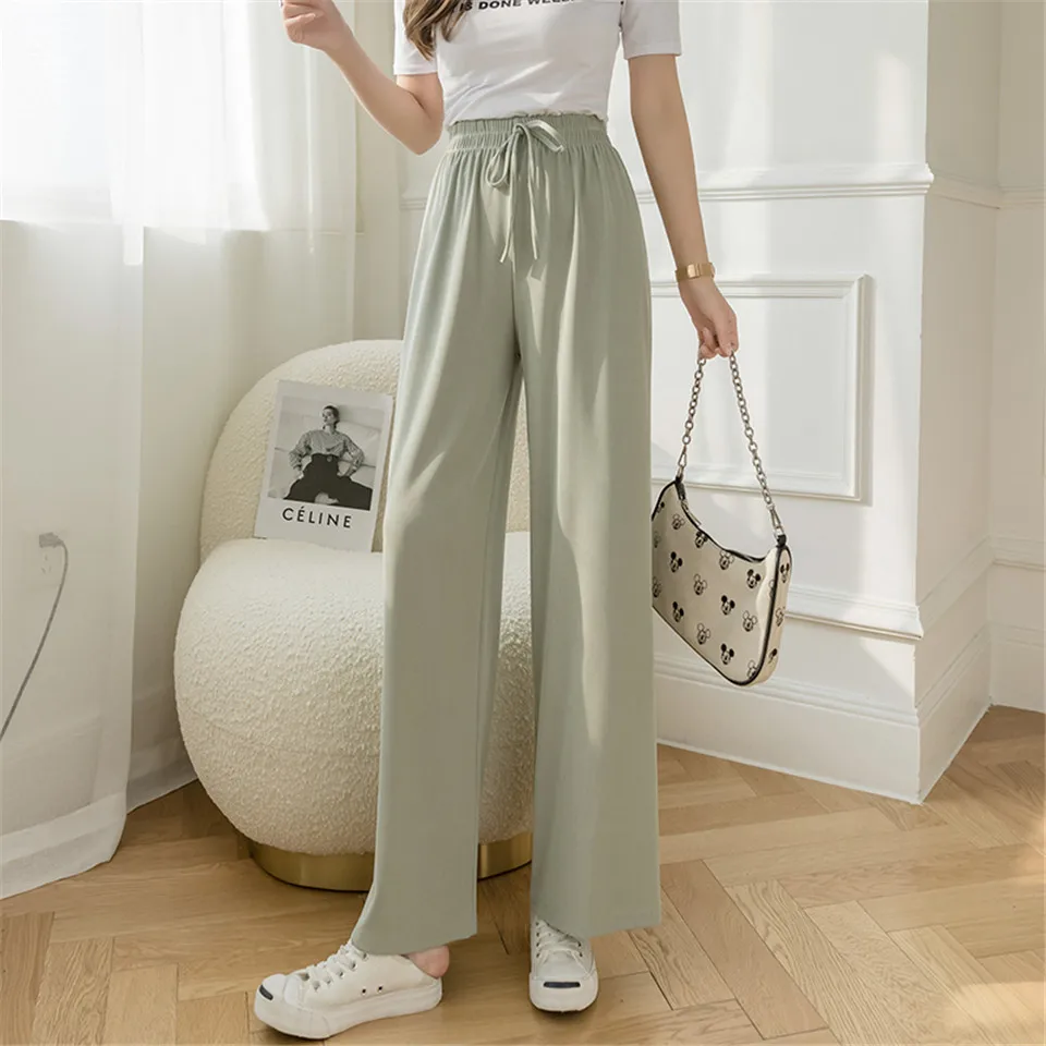 Summer Thin Wide Leg Pants Women Casual Drape Loose Straight Solid Pants Casual Elastic Waist Mopping All-match Pants Trousers
Summer Thin Wide Leg Pants Women Casual Drape Loose Straight Solid Pants Casual Elastic Waist Mopping All-match Pants Trousers