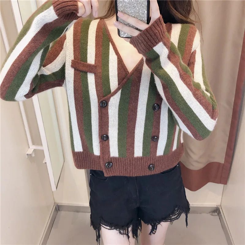 GUUZYUVIZ Striped Knitted Sweater Long Sleeve Vintage Sweater Cardigan Women Casual V-neck Streetwear Cardigan Mujer
GUUZYUVIZ Striped Knitted Sweater Long Sleeve Vintage Sweater Cardigan Women Casual V-neck Streetwear Cardigan Mujer