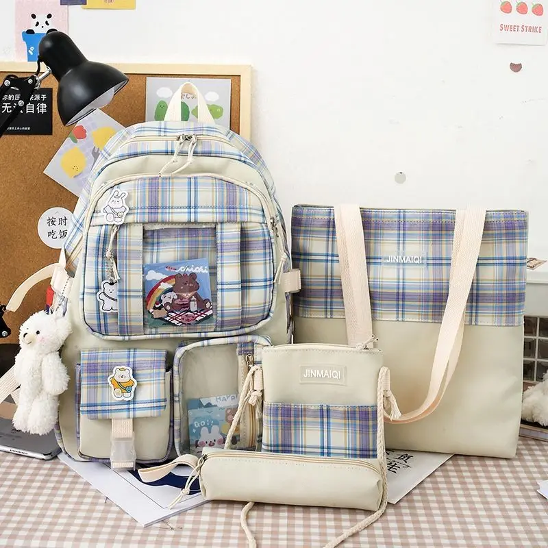 4 Pcs/set Plaid School Bags for Teenage Girls Cute Backpack Women Student Schoolbag Nylon Bookbag 2021 New
4 Pcs/set Plaid School Bags for Teenage Girls Cute Backpack Women Student Schoolbag Nylon Bookbag 2021 New