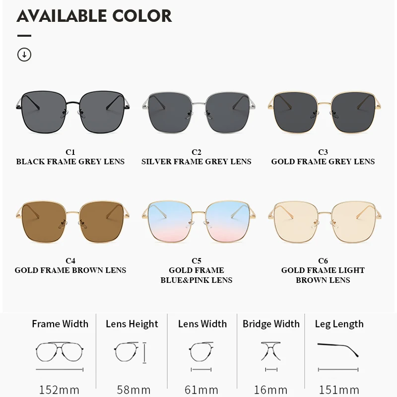 Vintage Oversize Square Women Sunglasses Fashion Personality Gradient Glasses Big Frame ladies Sun Glasses Black Oculos de sol
Vintage Oversize Square Women Sunglasses Fashion Personality Gradient Glasses Big Frame ladies Sun Glasses Black Oculos de sol