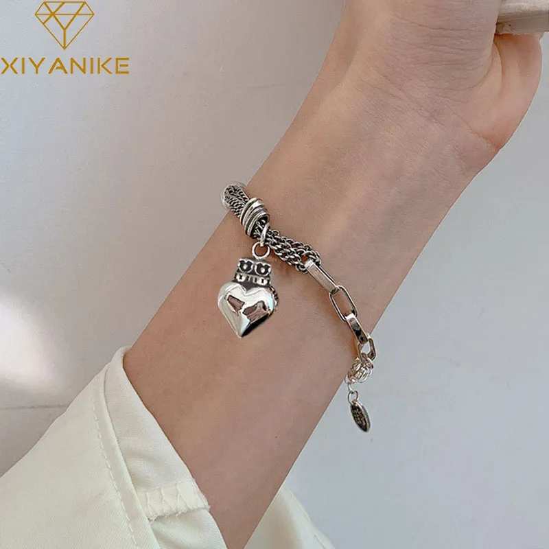 XIYANIKESilver Color Korean Love Bead Crown Peach Heart Bracelet Retro Female INS Unique Design Fshion Jewelry Gift
XIYANIKESilver Color Korean Love Bead Crown Peach Heart Bracelet Retro Female INS Unique Design Fshion Jewelry Gift