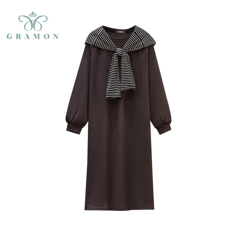 Oversized Women Dresses With Striped Shawl 2021 Autumn Streetwear Long Sleeve O Neck Vestidos Fashion Loose Straight Midi Dress
Oversized Women Dresses With Striped Shawl 2021 Autumn Streetwear Long Sleeve O Neck Vestidos Fashion Loose Straight Midi Dress