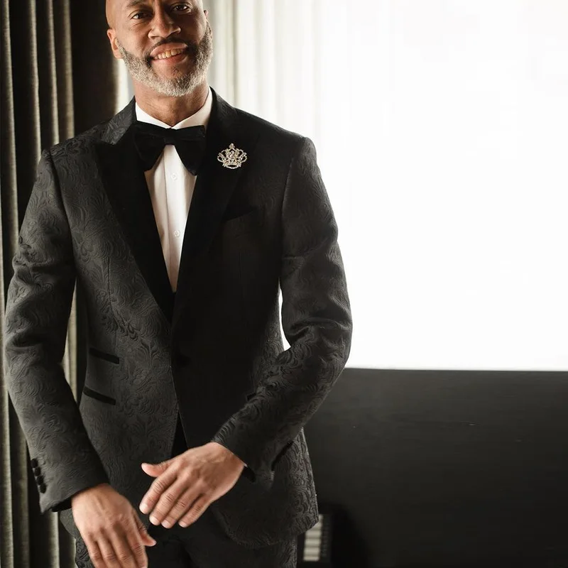 Tailor-Made Black Wedding Men Suits Slim Fit Tuxedo 2 Pieces Suits Groom Prom Jacquard Blazer Terno Masculino Suits
Tailor-Made Black Wedding Men Suits Slim Fit Tuxedo 2 Pieces Suits Groom Prom Jacquard Blazer Terno Masculino Suits