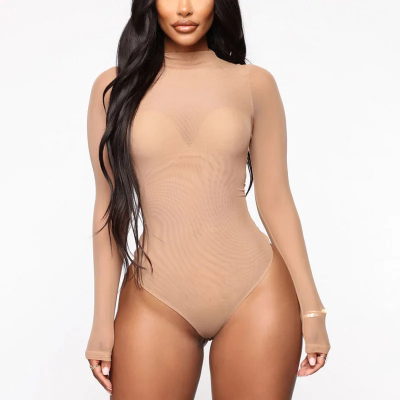 Women Sexy Long Sleeve Jumpsuits See-Through Mesh Lace Lingerie Solid Color Fashion Women Turtleneck Bodysuit
Women Sexy Long Sleeve Jumpsuits See-Through Mesh Lace Lingerie Solid Color Fashion Women Turtleneck Bodysuit
