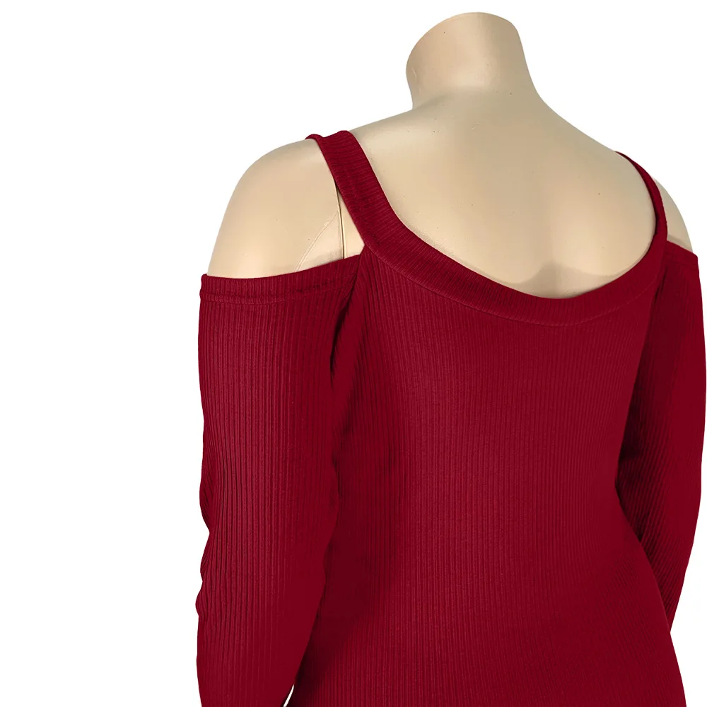 New Solid Color Ribbed Cold Shoulder Long Sleeve Sexy Mini Dress Autumn Winter Women Bodycon Party Streetwear Plus Size Outfits
New Solid Color Ribbed Cold Shoulder Long Sleeve Sexy Mini Dress Autumn Winter Women Bodycon Party Streetwear Plus Size Outfits