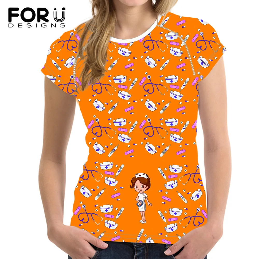 FORUDESIGNS Orange Short Sleeve tshirts for Female Funny Nursing Design Summer Women O-neck Slim Tops Tees Loose Casual Clothing
FORUDESIGNS Orange Short Sleeve tshirts for Female Funny Nursing Design Summer Women O-neck Slim Tops Tees Loose Casual Clothing