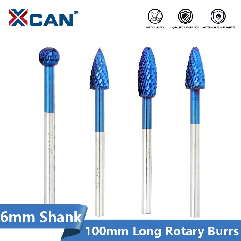 XCAN Tungsten Carbide Rotary Burrs Bit Metal File Double Cut 6mm Shank Nano Blue Coated Rotary File 100mm Long File for Metal
XCAN Tungsten Carbide Rotary Burrs Bit Metal File Double Cut 6mm Shank Nano Blue Coated Rotary File 100mm Long File for Metal