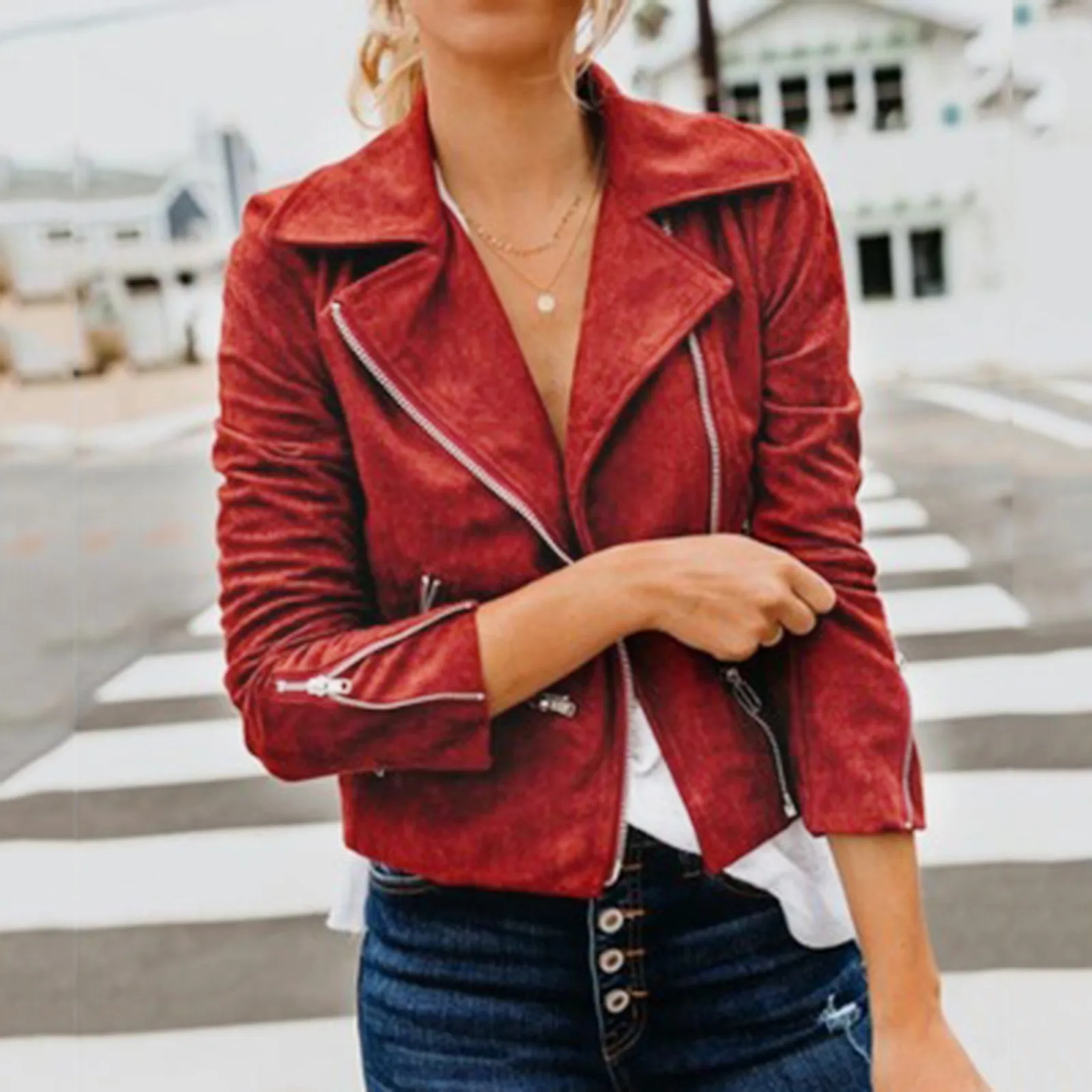 Leather Jacket Women 2021 Autumn Spring Women's Moto Biker Zipper Jacket Red Black Apricot Coffee Coat Ladies Outerwear Brown
Leather Jacket Women 2021 Autumn Spring Women's Moto Biker Zipper Jacket Red Black Apricot Coffee Coat Ladies Outerwear Brown