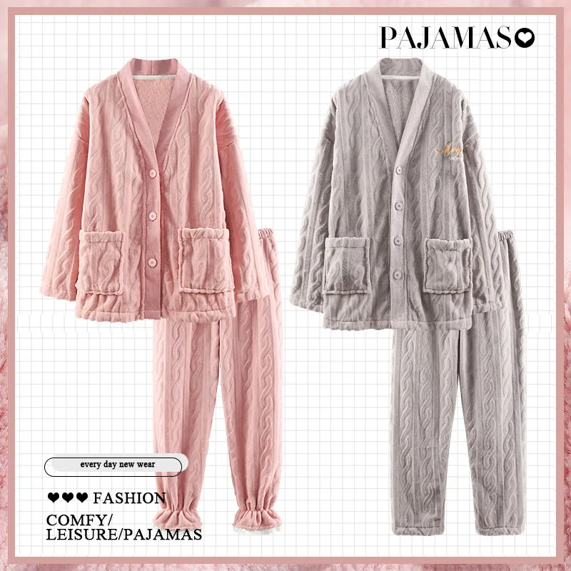 Winter Warm Pajamas Suit Coral Fleece Sleepwear Nightgown 2PCS Top&Pants Sleep Set Couples Nightwear Homewear Intimate Lingerie
Winter Warm Pajamas Suit Coral Fleece Sleepwear Nightgown 2PCS Top&Pants Sleep Set Couples Nightwear Homewear Intimate Lingerie