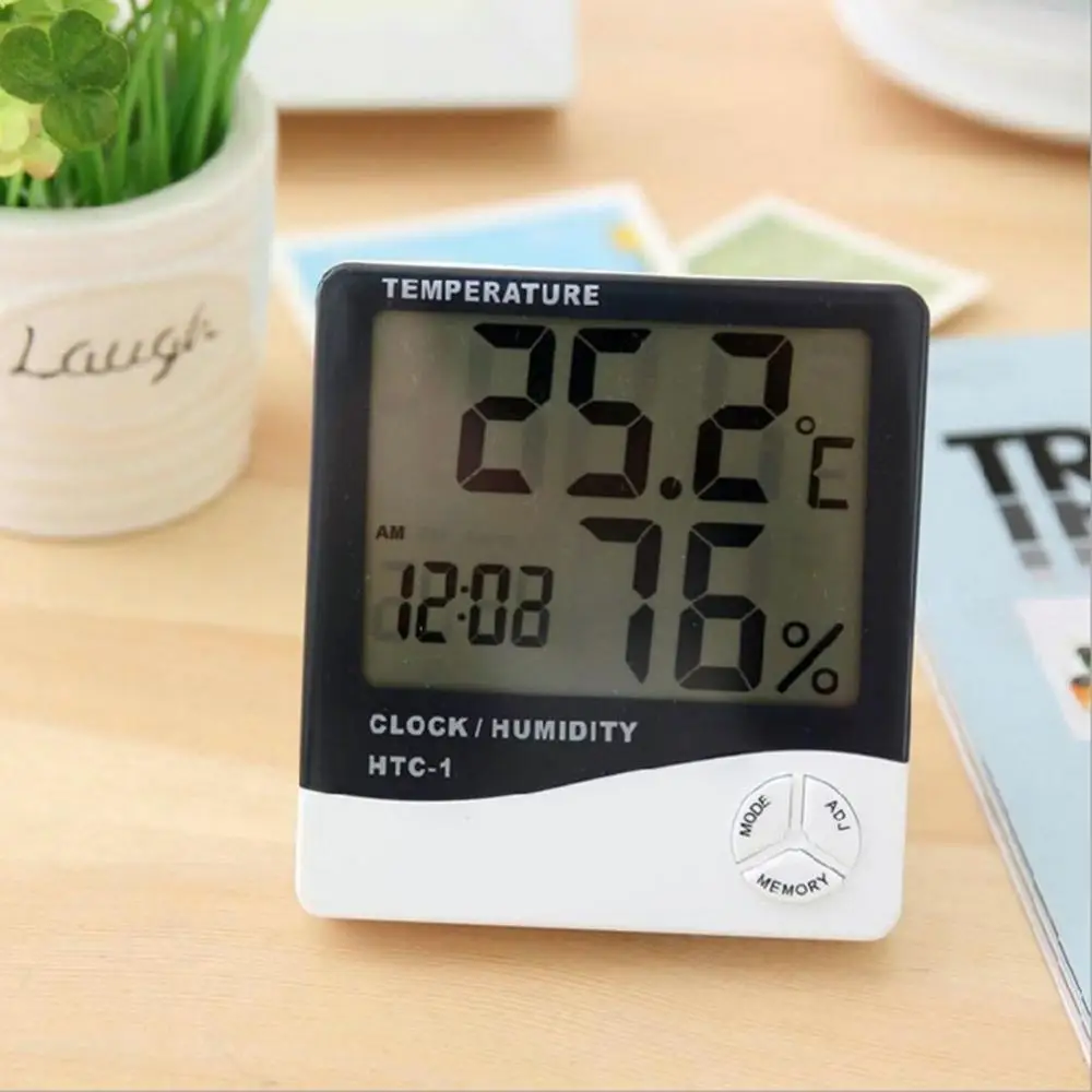 Indoor Room LCD Electronic Temperature Humidity Meter Digital Thermometer Hygrometer Weather Station Alarm Clock HTC-1
Indoor Room LCD Electronic Temperature Humidity Meter Digital Thermometer Hygrometer Weather Station Alarm Clock HTC-1