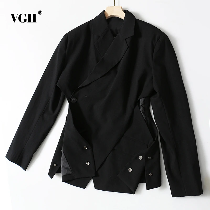 VGH Black Irregular Casual Side Split Gathered Waist Female Blazer Notched Long Sleeve Korean Fashion Women's Jacket Autumn 2021
VGH Black Irregular Casual Side Split Gathered Waist Female Blazer Notched Long Sleeve Korean Fashion Women's Jacket Autumn 2021