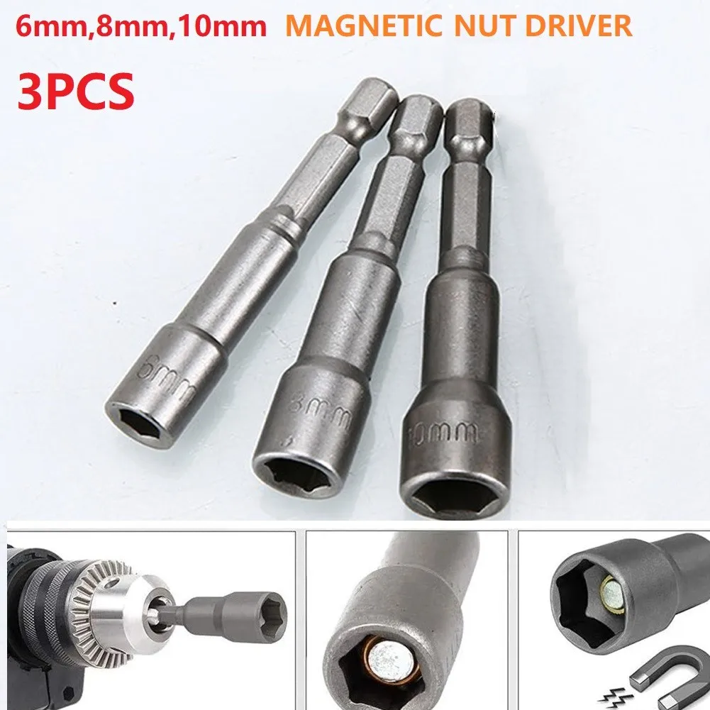 3pcs 6/8/10mm Magnetic Nut Screwdriver Socket Bit Hex Shank Driver Adapter Nut Impact Driver Adapter Drill Bit Hex Shank
3pcs 6/8/10mm Magnetic Nut Screwdriver Socket Bit Hex Shank Driver Adapter Nut Impact Driver Adapter Drill Bit Hex Shank