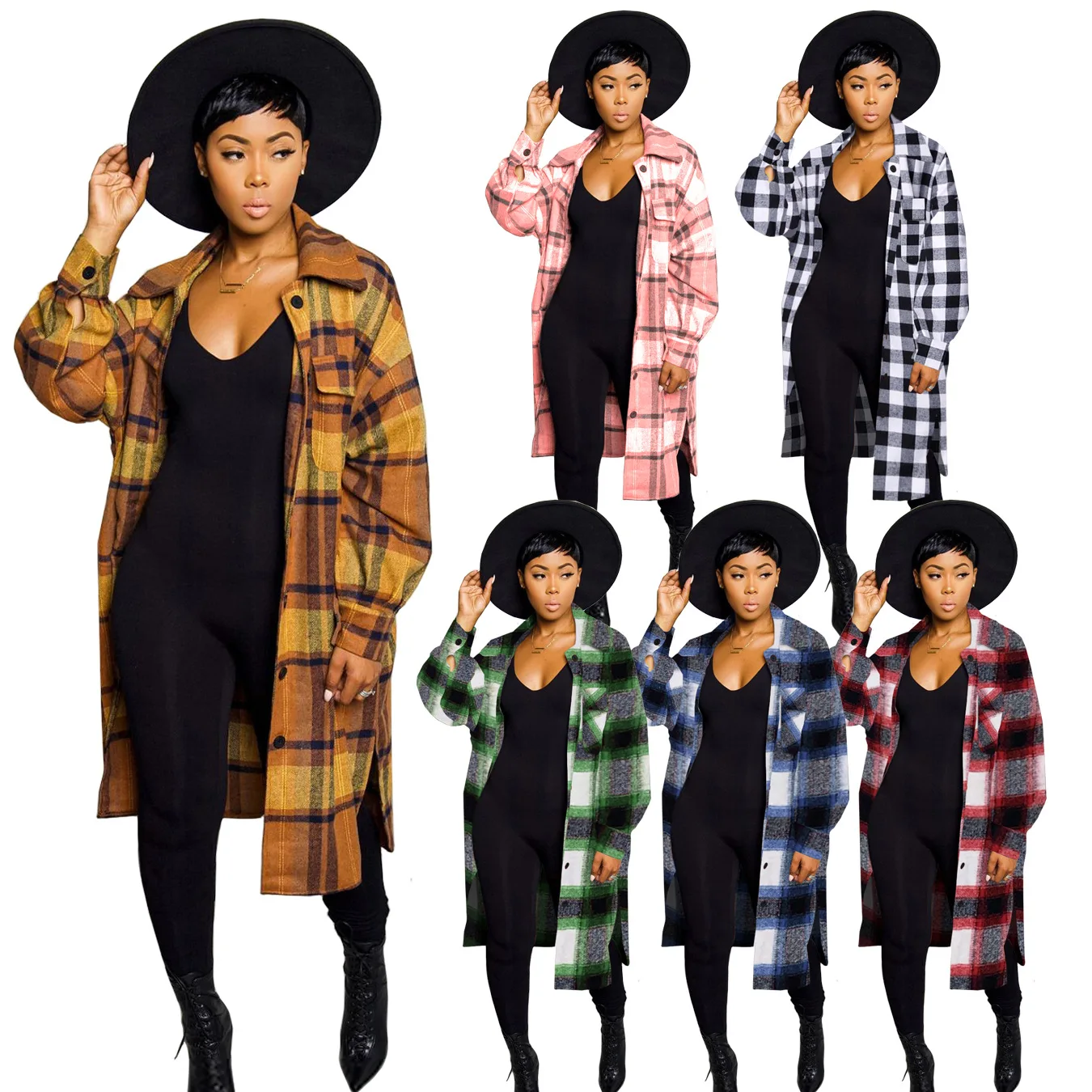 H1749 autumn and winter hot selling new European and American large women's wear woolen fashion contrast color split jacket coat
H1749 autumn and winter hot selling new European and American large women's wear woolen fashion contrast color split jacket coat