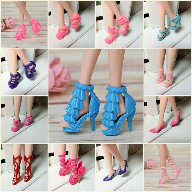 40/60 пар/комплект Модные Босоножки на каблуке кукольная обувь для кукол Барби