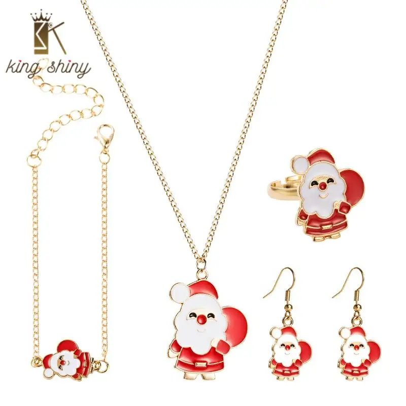Lovely 4pcs Dropping Oil Santa Claus Jewelry Set Santa Claus Necklace Earring Bracelet Ring Christmas Gift for Mother Girlfriend
Lovely 4pcs Dropping Oil Santa Claus Jewelry Set Santa Claus Necklace Earring Bracelet Ring Christmas Gift for Mother Girlfriend