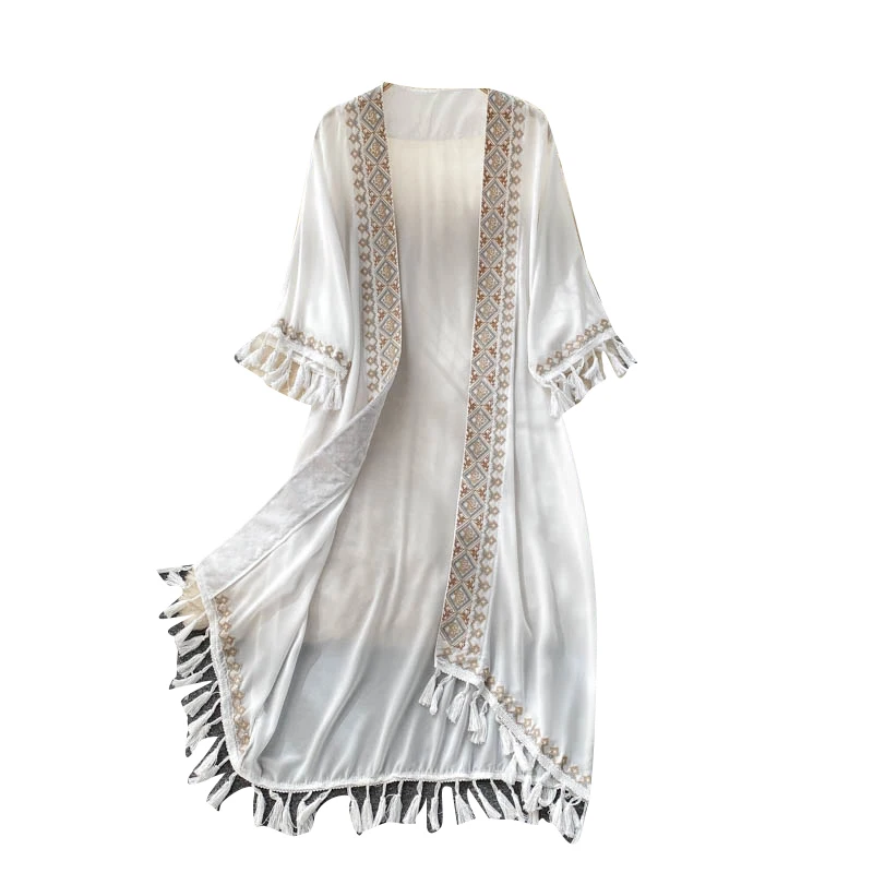 Bohemian Retro Ethnic Style Blouse Female Tassel Mid-length Blusa Jacket Female Fashion Travel Vacation Chiffon Shirt DK383
Bohemian Retro Ethnic Style Blouse Female Tassel Mid-length Blusa Jacket Female Fashion Travel Vacation Chiffon Shirt DK383