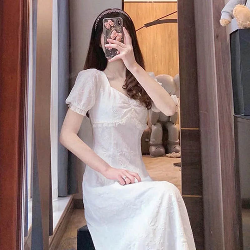 Новинка лета 2021, милый элегантный сарафан с воланом и коротким рукавом, красивые длинные женские платья, женское повседневное белое платье 
Новинка лета 2021, милый элегантный сарафан с воланом и коротким рукавом, красивые длинные женские платья, женское повседневное белое платье