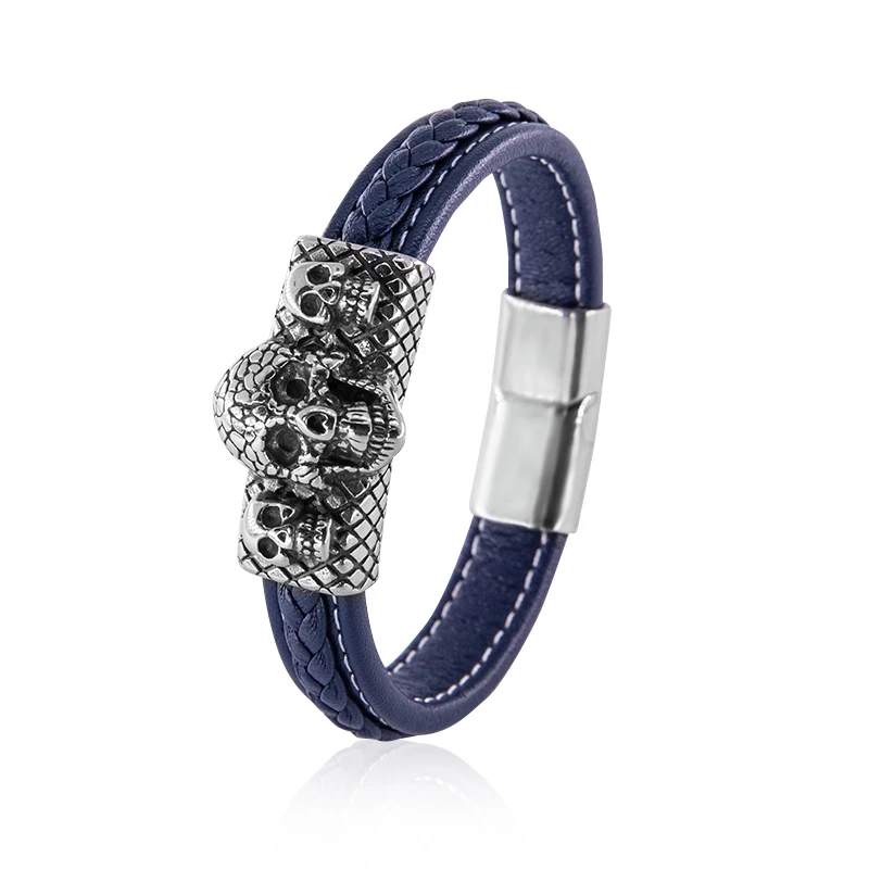 MOONLIGHT Woven Leather Bracelet Man Skull Charm Bracelet Classic Stainless Steel Men's Leather Bracelet Punk Rock Men Jewelry
MOONLIGHT Woven Leather Bracelet Man Skull Charm Bracelet Classic Stainless Steel Men's Leather Bracelet Punk Rock Men Jewelry