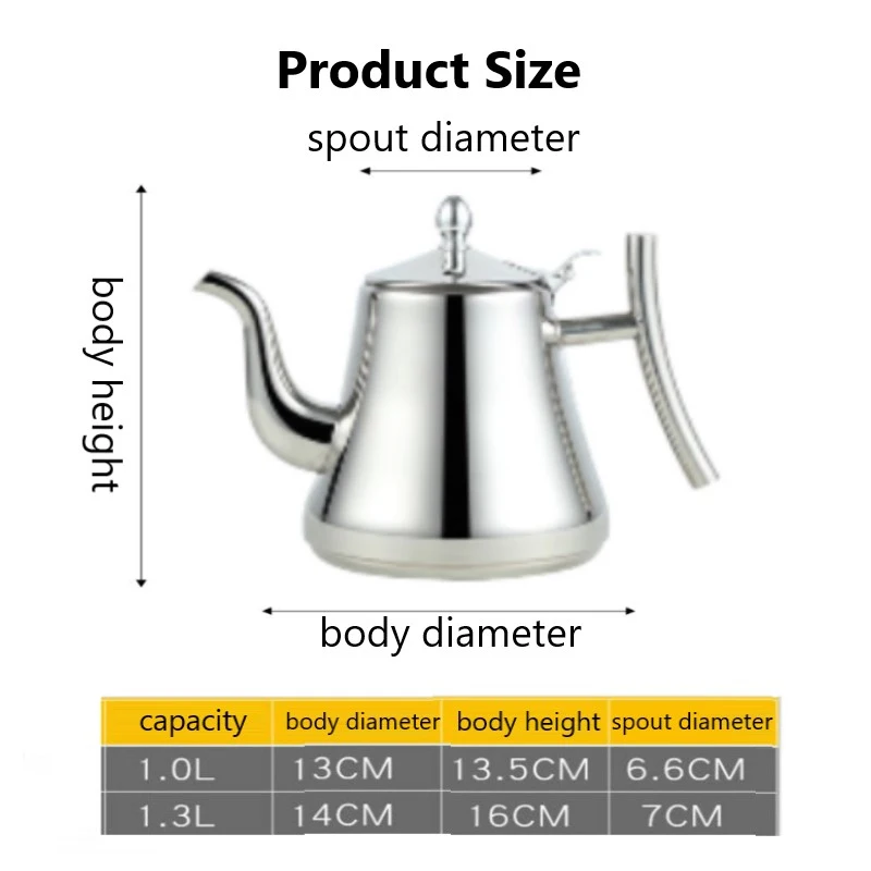 2021 1/1.5L Thick Stainless Steel Teapot Golden Silver Tea Pot With Infuser Coffee Pot Induction Cooker Tea Kettle Water Kettle
2021 1/1.5L Thick Stainless Steel Teapot Golden Silver Tea Pot With Infuser Coffee Pot Induction Cooker Tea Kettle Water Kettle