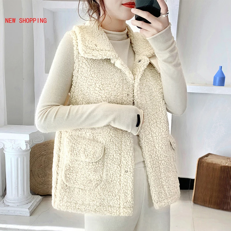 Casual Women's Waistcoat Autumn Winter Warm Vest Jacket Women 2021 New Korean Chic Lamb Plush Vest Khaki Beige Tops Outerwear
Casual Women's Waistcoat Autumn Winter Warm Vest Jacket Women 2021 New Korean Chic Lamb Plush Vest Khaki Beige Tops Outerwear