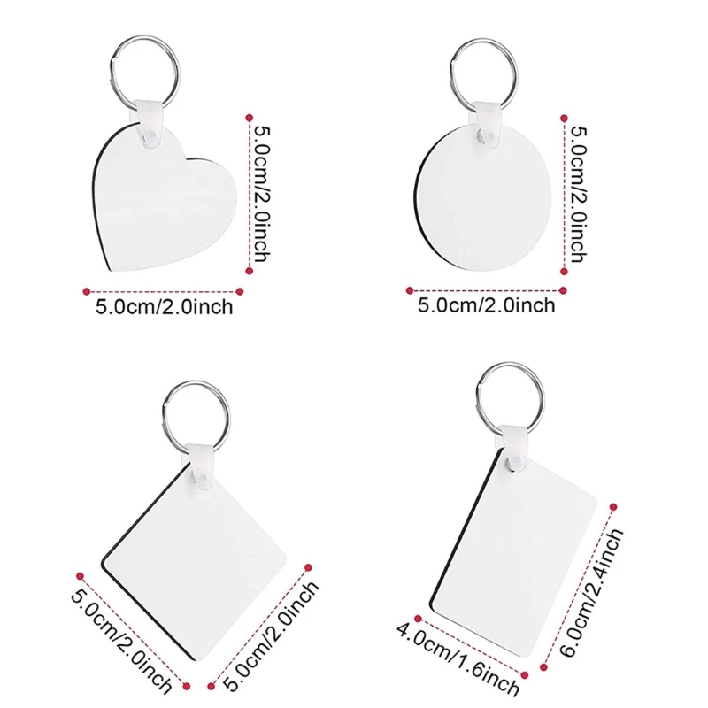 

24 Pcs/Set Sublimation Blank Keychains Thermal Transfer Key Chain Double-Side Printed MDF Keyrings Key Tags with Split Rings for