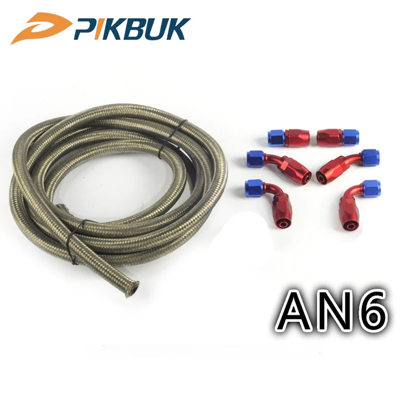 AN6 Stainless Steel+PTFE Oil/Fuel Braided Hose End Kit 3 Meter Hose+Straight+45+90 Degree Fitting Adapter
AN6 Stainless Steel+PTFE Oil/Fuel Braided Hose End Kit 3 Meter Hose+Straight+45+90 Degree Fitting Adapter