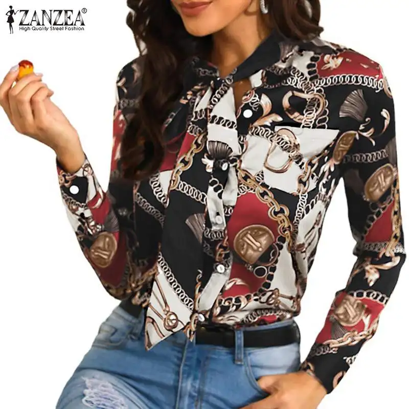 ZANZEA Women Vintage Scarf Floral Printed Shirt Autumn Lace Up Long Sleeve Blouse Office Work Blusas Elegant Party Tops Chemise
ZANZEA Women Vintage Scarf Floral Printed Shirt Autumn Lace Up Long Sleeve Blouse Office Work Blusas Elegant Party Tops Chemise