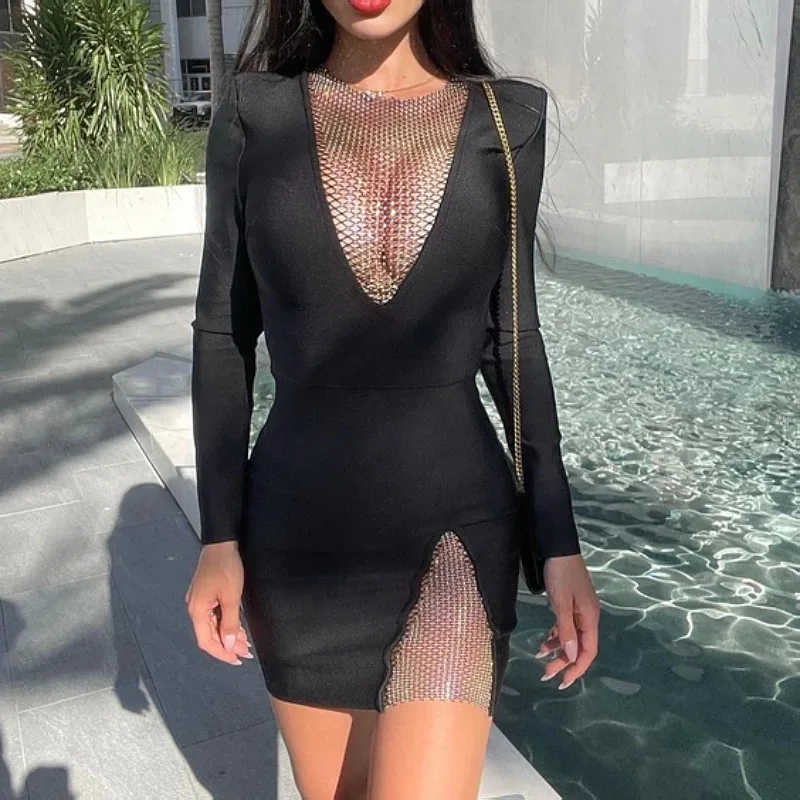 Donsignet Autumn Winter New Sexy Dresses for Women Sexy Bandage Party Hollow Out Gauze Dresses for Women Party
Donsignet Autumn Winter New Sexy Dresses for Women Sexy Bandage Party Hollow Out Gauze Dresses for Women Party