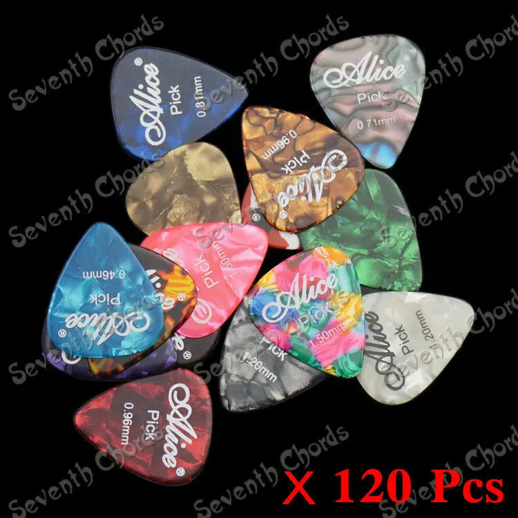 

120 Pcs Mix Color Celluloid Guitar Picks Plectrums Plectra (Alice AP-120A)0.46mm,0.71mm.0.81mm,0.96mm.1.2mm,1.5mm for choose