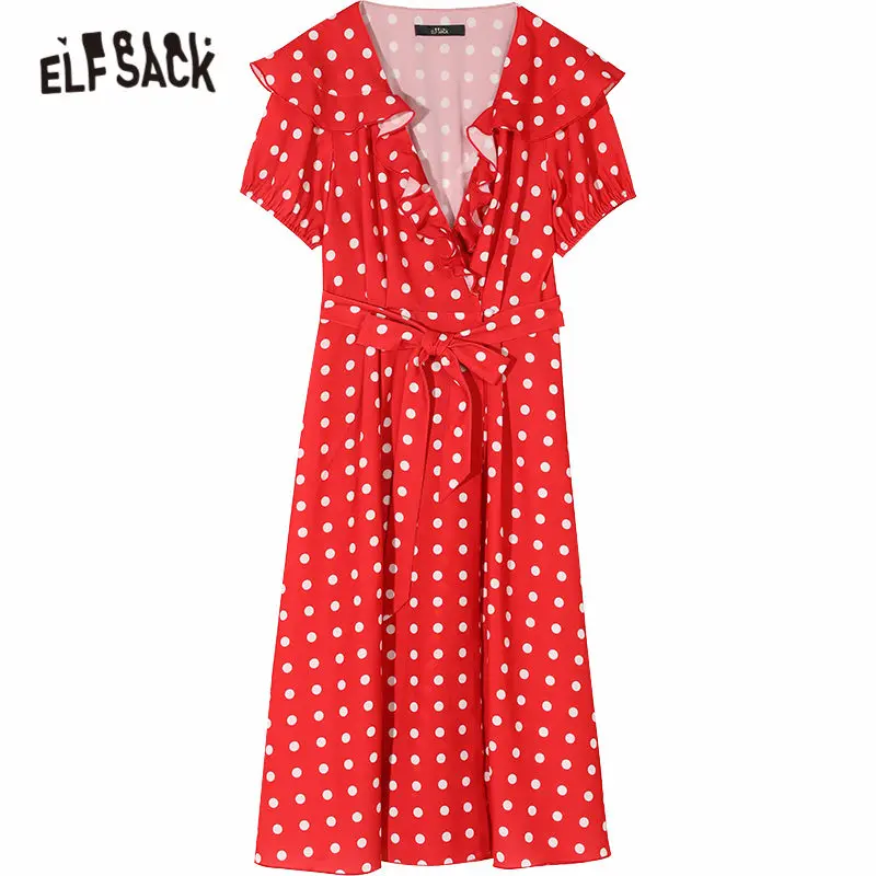 ELFSACK Red Polka Dot A Line Casual Ruffles Dresses Women 2020 ELF Summer Vintage Short Sleeve Belted Girly Korean Holiday Dress
ELFSACK Red Polka Dot A Line Casual Ruffles Dresses Women 2020 ELF Summer Vintage Short Sleeve Belted Girly Korean Holiday Dress