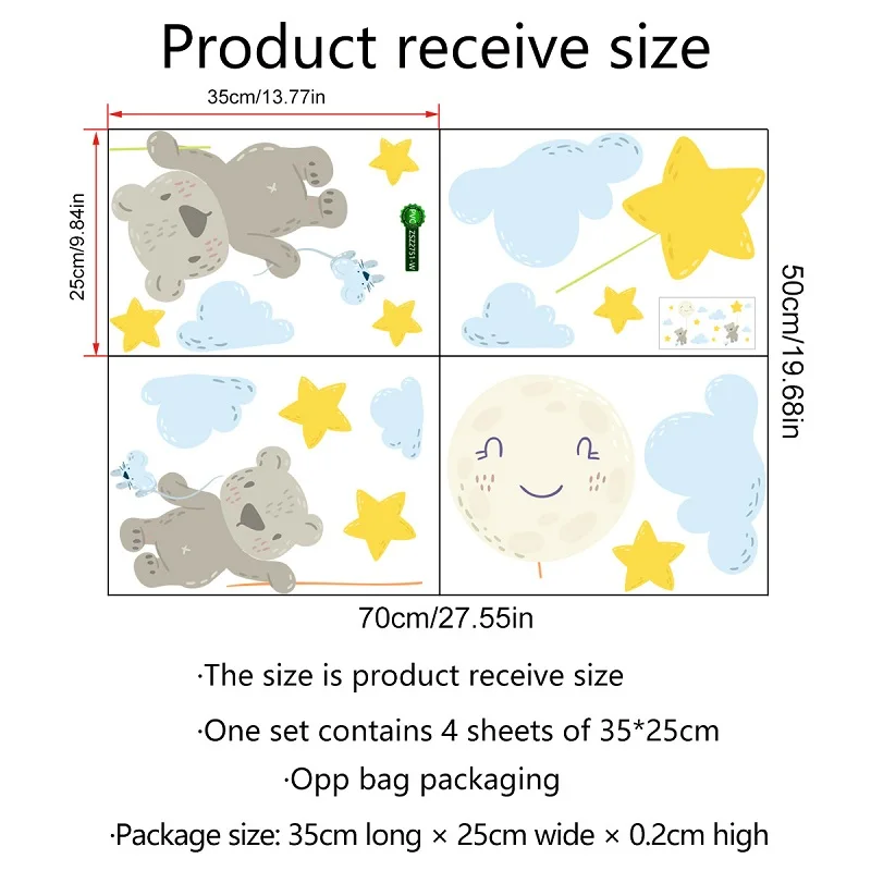 Zollor Cartoon Animal Little Bear Balloon Star Cloud Wall Sticker Bedroom Dormitory Kindergarten Creative Decoration Stickers
Zollor Cartoon Animal Little Bear Balloon Star Cloud Wall Sticker Bedroom Dormitory Kindergarten Creative Decoration Stickers