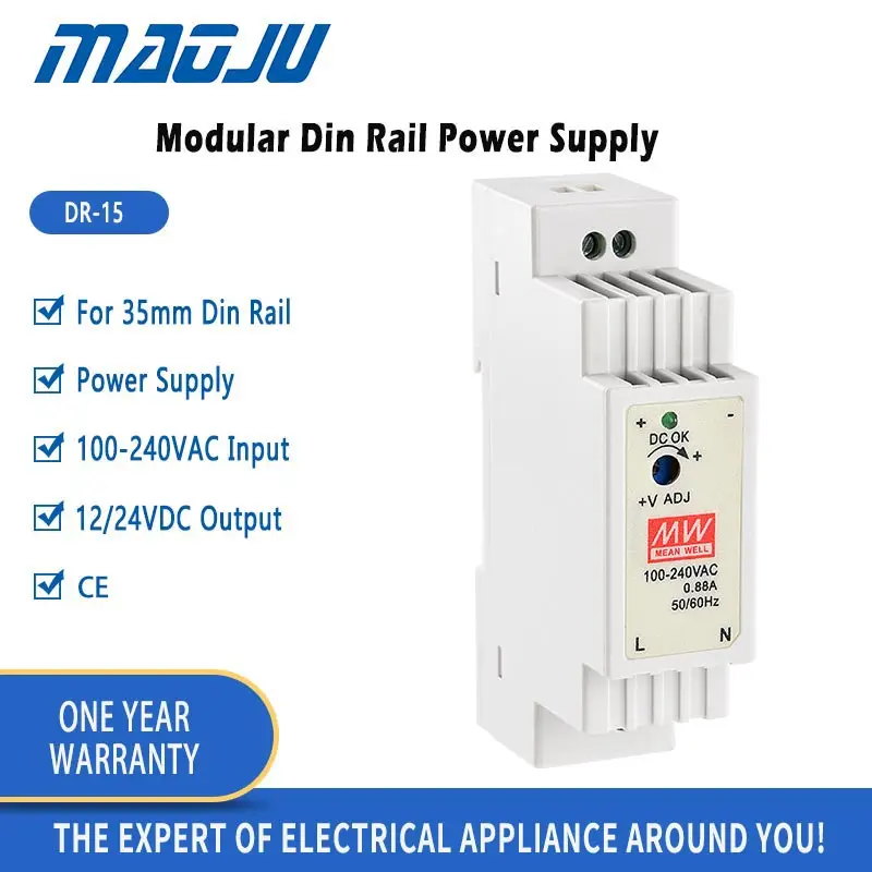 Switching Power Supply 100-240VAC Input 12/24VDC Output Din Rail 35mm Mounting AC/DC Adapter
Switching Power Supply 100-240VAC Input 12/24VDC Output Din Rail 35mm Mounting AC/DC Adapter