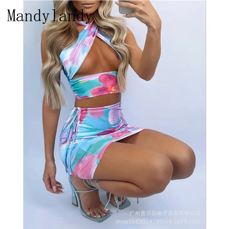 Комплект женской сексуальной юбки Mandylandy, Женский бандажный кроп-топ с принтом на завязках и лямкой через шею + облегающая юбка с завышенной ...
Комплект женской сексуальной юбки Mandylandy, Женский бандажный кроп-топ с принтом на завязках и лямкой через шею + облегающая юбка с завышенной ...