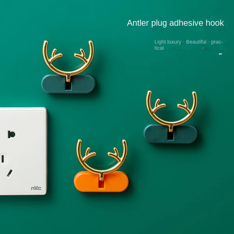 Creative Antlers Hook Plug Hook Household Data Cable Headset Cable Storage Punch-Free Plug Holder cute home decor wall hooks 
Creative Antlers Hook Plug Hook Household Data Cable Headset Cable Storage Punch-Free Plug Holder cute home decor wall hooks