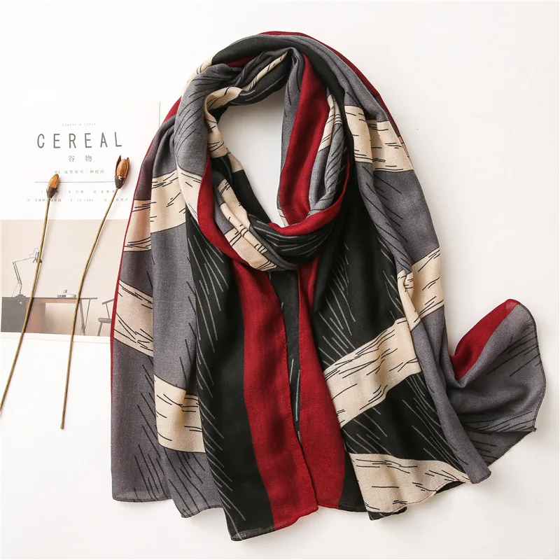 2020 Autumn Fashion Geometric Striped Line Viscose Shawl Scarf Lady Print Soft Pashminas Stole Bufandas Mujer Muslim Hijab Snood
2020 Autumn Fashion Geometric Striped Line Viscose Shawl Scarf Lady Print Soft Pashminas Stole Bufandas Mujer Muslim Hijab Snood