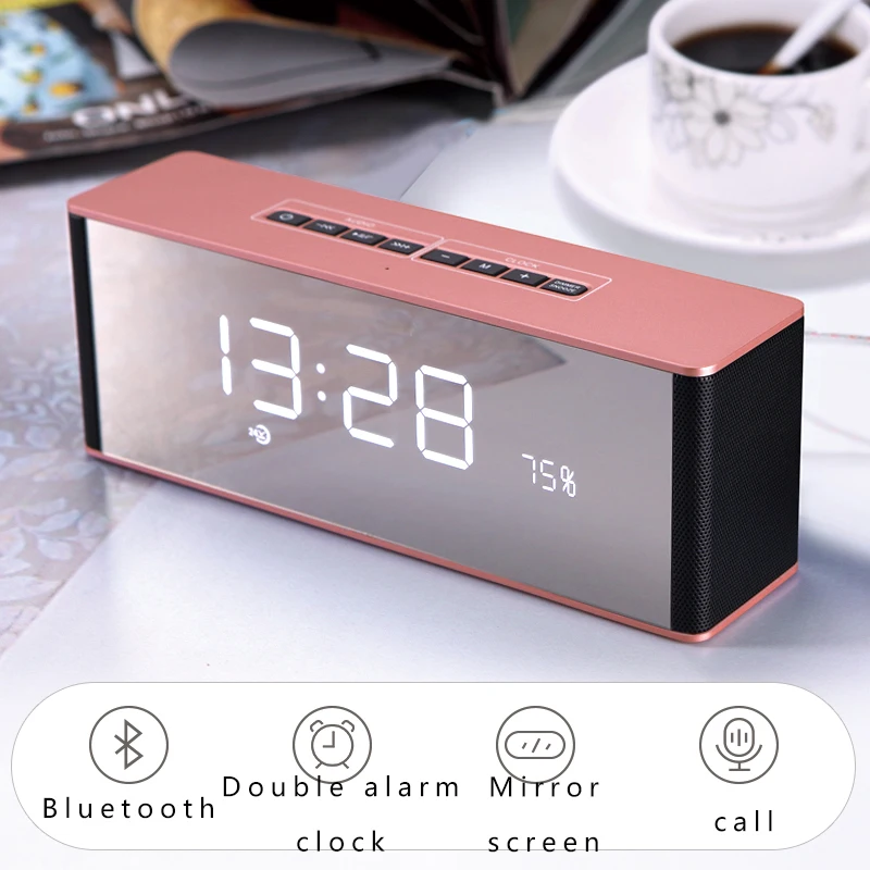 Bluetooth Speaker Digital Alarm Clock Led Display Modern Wireless Call Snooze Function Table Clock Radio Mirror Display
Bluetooth Speaker Digital Alarm Clock Led Display Modern Wireless Call Snooze Function Table Clock Radio Mirror Display