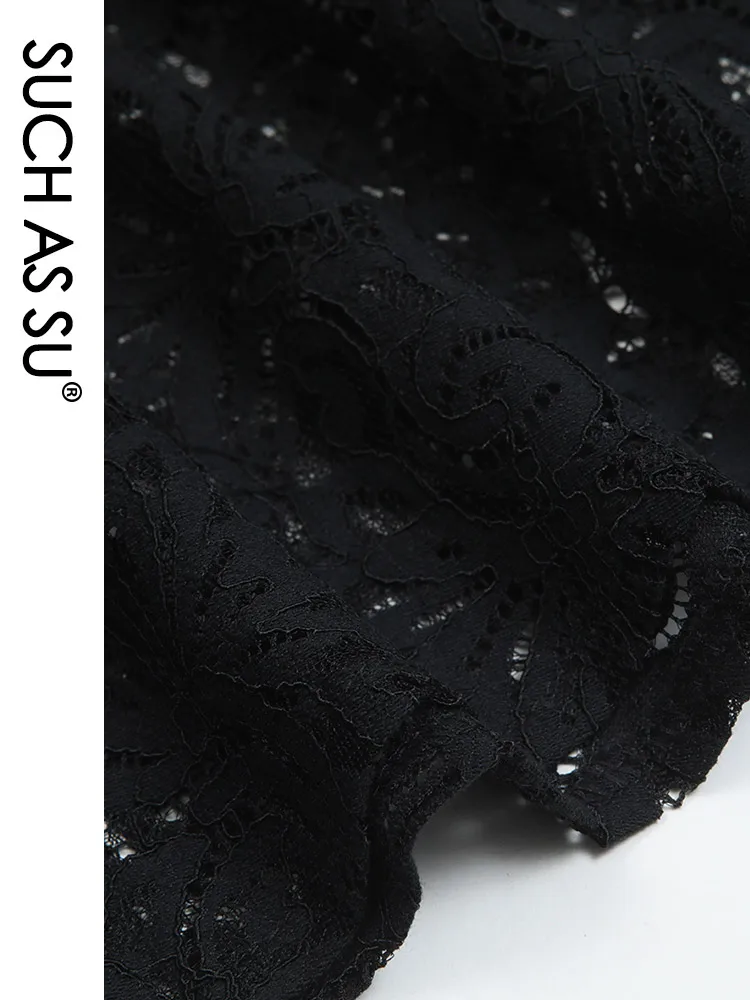 Женская кружевная юбка в стиле пэчворк черная плиссированная с высокой талией
